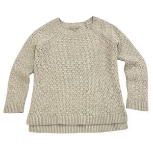 Banana Republic Cable Knit Pullover Sweater Womens M Beige Alpaca & Wool Blend
